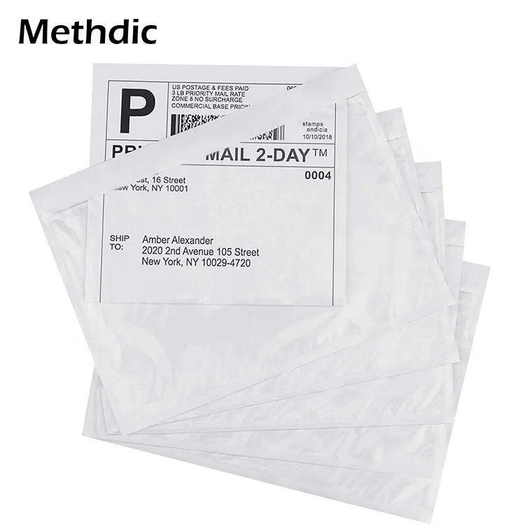 Vonical 100pcs 7.5x5.5 Clear Strong Adhesive Packing List Envelopes Top Loading Mail Pouch and Shipping Bags for Invoice and Documents UPS Fedex DHL Shipping Mailing Business Long Side Loading 