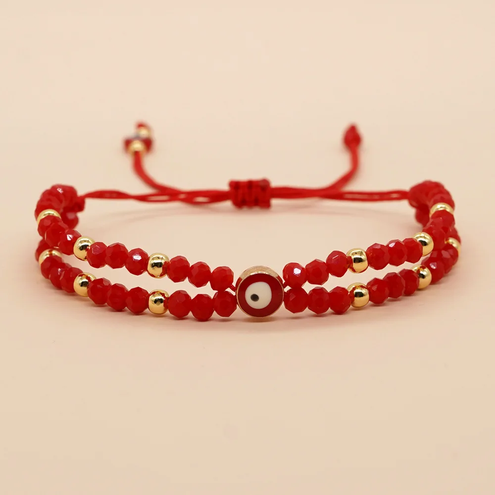 

Go2boho Bohemian Multilayer Handmade Adjustable Red Rope Evil Eye Bracelet Women Fashion Jewelry Lucky Crystal Bead Bracelet Set