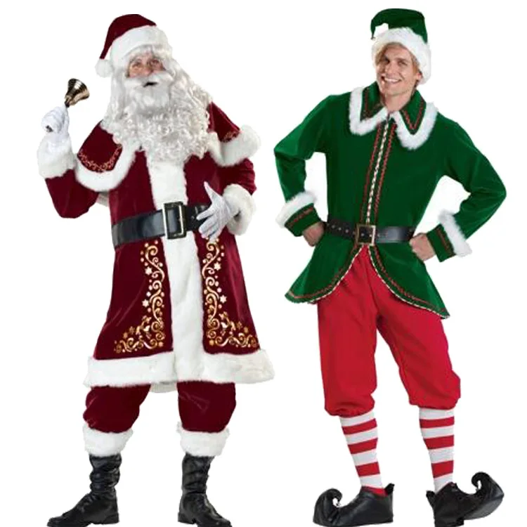 

Adult Santa Claus Costume Luxury Christmas Costume Premium Flocking Thicken anime cosplay costume, Red+white