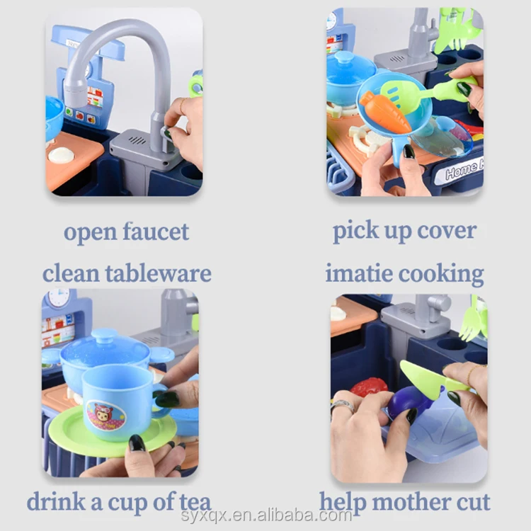 Children'S Baby Kitchen Dishwasher Play Faucet Can Be Out Of The Sink Wash Basin Wash Table Play House Girl Toy