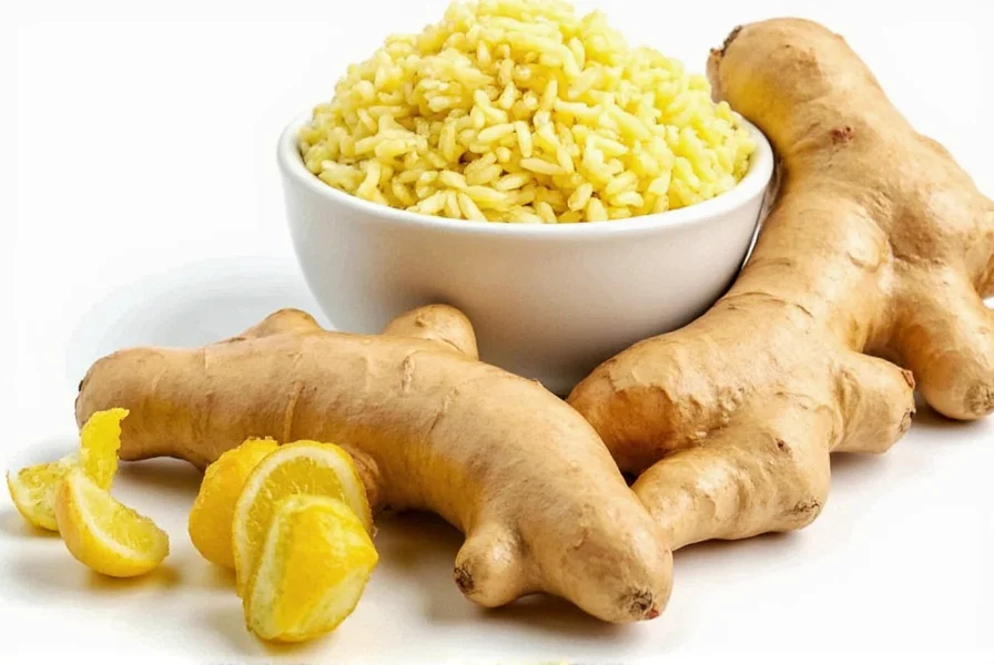 Close-up of various spices including galangal, turmeric, allspice, and cinnamon arranged for ginger substitution comparison