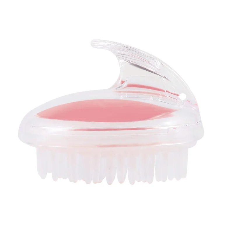 

Hand held Scalp Massager shampoo brush scalp care dandruff brush deep clean hair bath massager transparent soft silicone shower, Pink and green