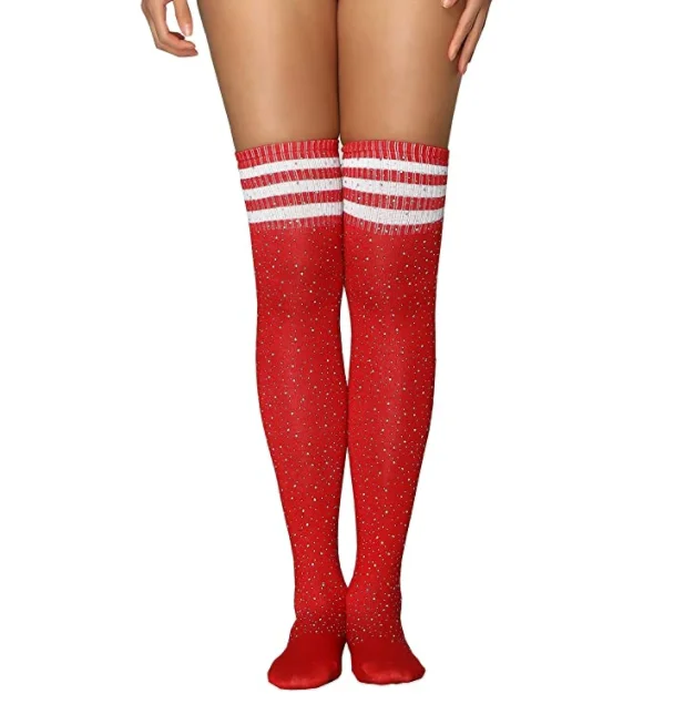 glitter thigh high socks