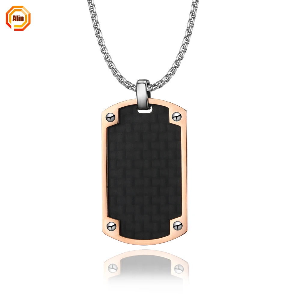 

Fashion jewelry 2021 newest carbon fiber necklace dogtag pendant simple style dog tag necklace accessory for men