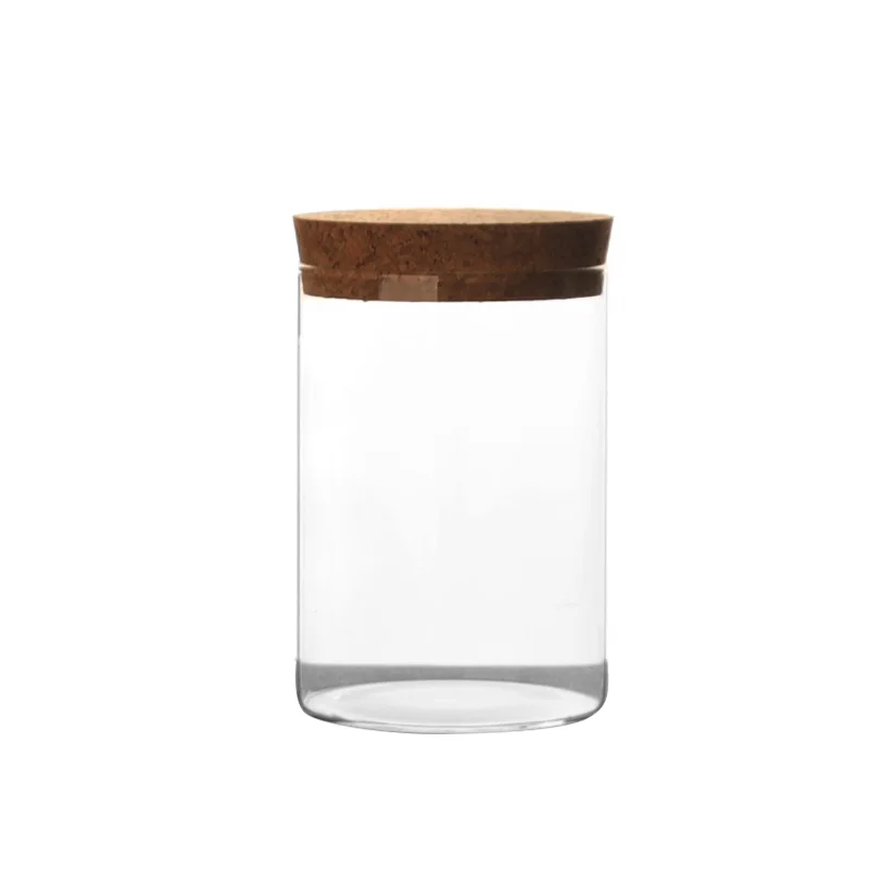 

Cylinder borosilicate glass jar with cork, Clear