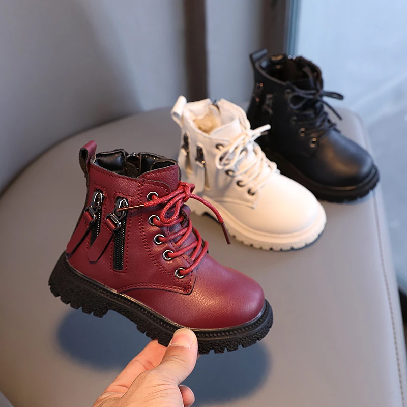 

Classic Style Unisex Double Zip Boots Children Ankle Boots Baby Kids Winter Warm Work Booties