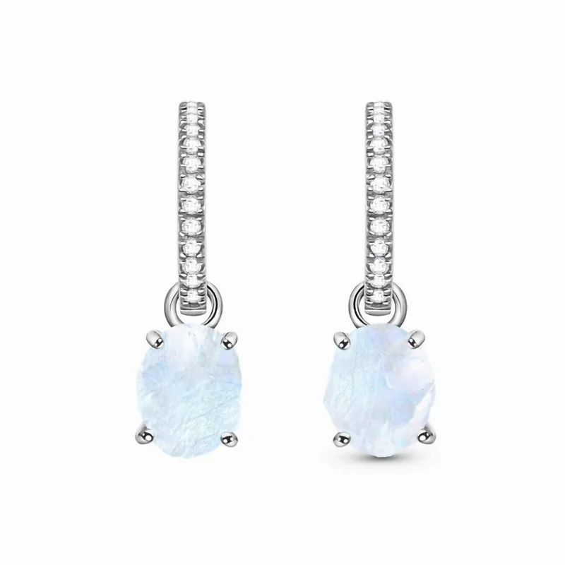 

Moon Charm Moonstone Rose Gold Long Earrings Women's Design Small All-match Earrings