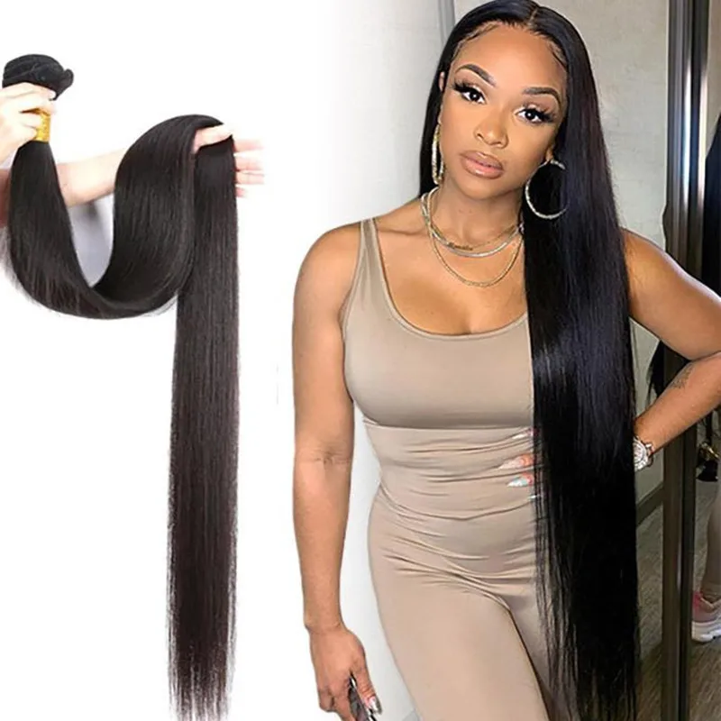 

Straight 28 30 32 40 Inch Remy Virgin Brazilian Hair Weave Human Hair Bundles Straight Natural Color Human Hair Weave Extension