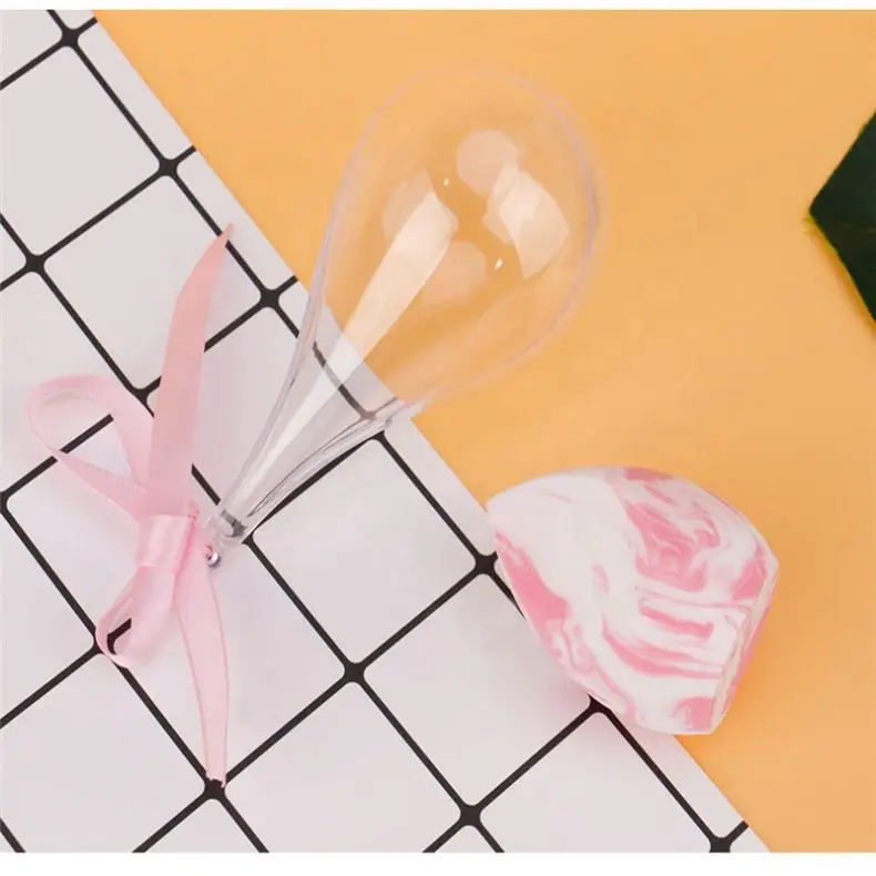 

Wholesale Flocking Teardrop Bulb Shaped Makeup Sponge with Box, Pink+white