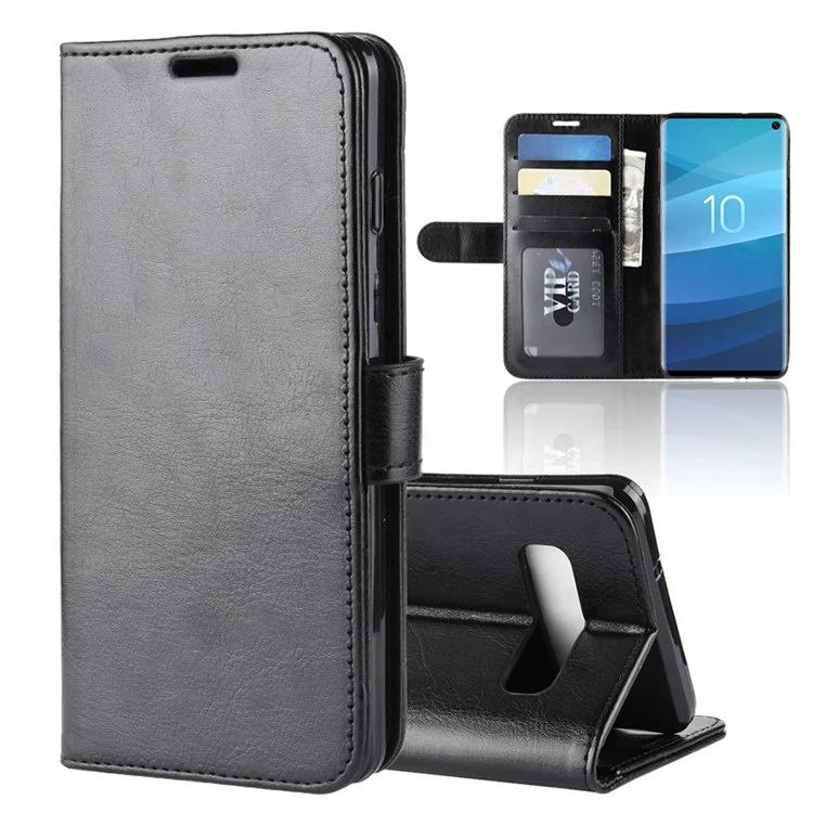 

Anti-Skid Card Stents Black Leather Wallet Phone Case For Samsung s10 Back Cover, Multi-color, can be customized