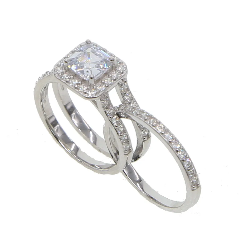 

Promotion classic wedding rings 925 sterling silver sparking zirconia ring set of 2 pieces couple silver ring, Silver gold rosegold