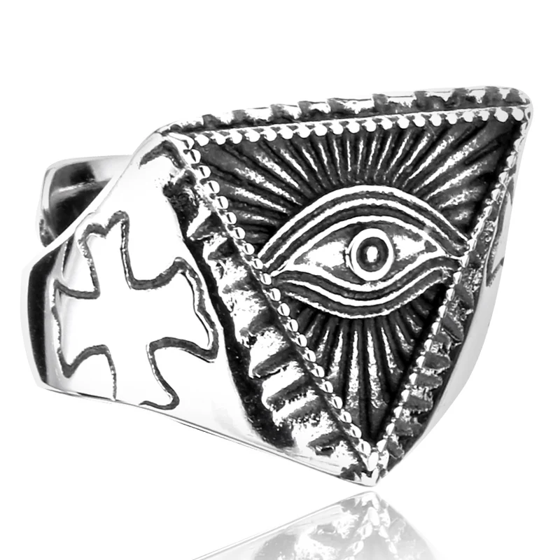 

176steel soldier GOD eye ring stainless steel punk fashion titanium steel adjustable cool men The Eye of Horus christmas jewelry