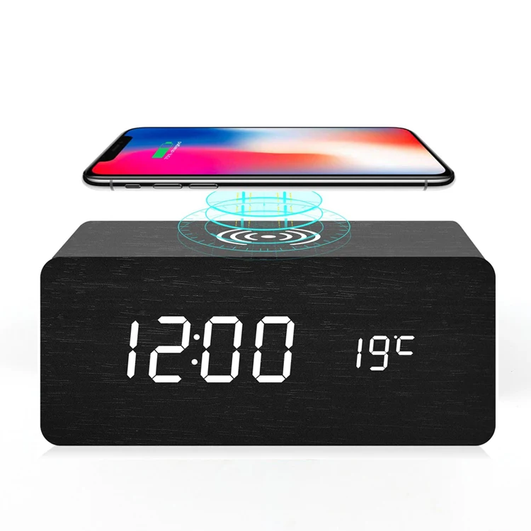 

2020 Hot Sale Wooden Led Dimming Temperature Digital Calendar Display Alarm Clock