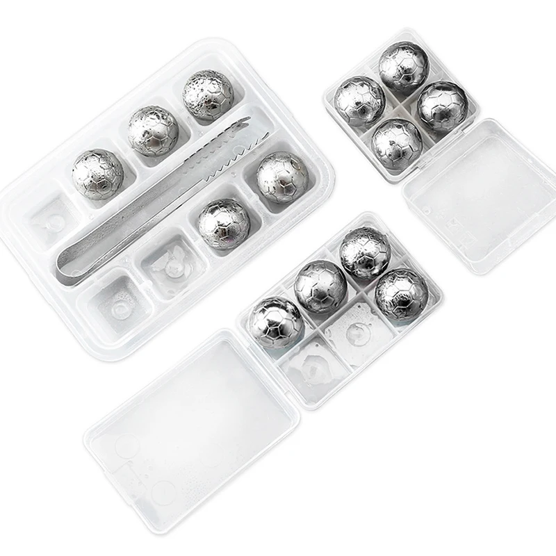 

Reusable Stainless steel 304 football shaped whiskey ice cubes chilling stones ice cooler, Silver