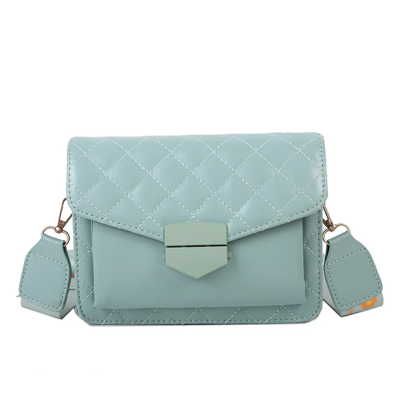 

2020 summer new trendy fashion messenger net red embroidery thread small square bag, Black