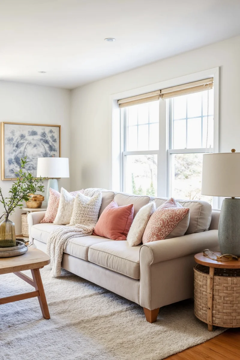 Family gathered on a cozy sofa
