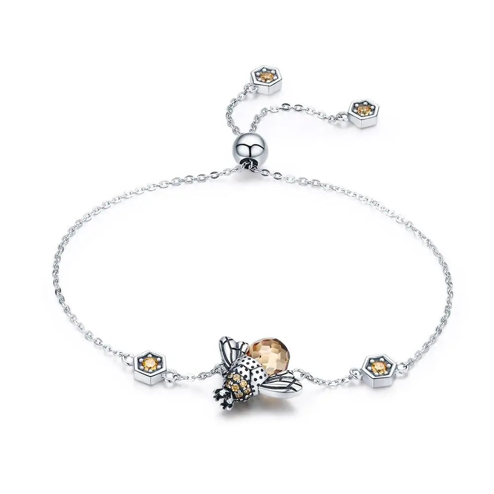 

New Arrival New Adjustable Zircon Cute Bee Jewelry Fashion 925 Sterling Silver Bracelet