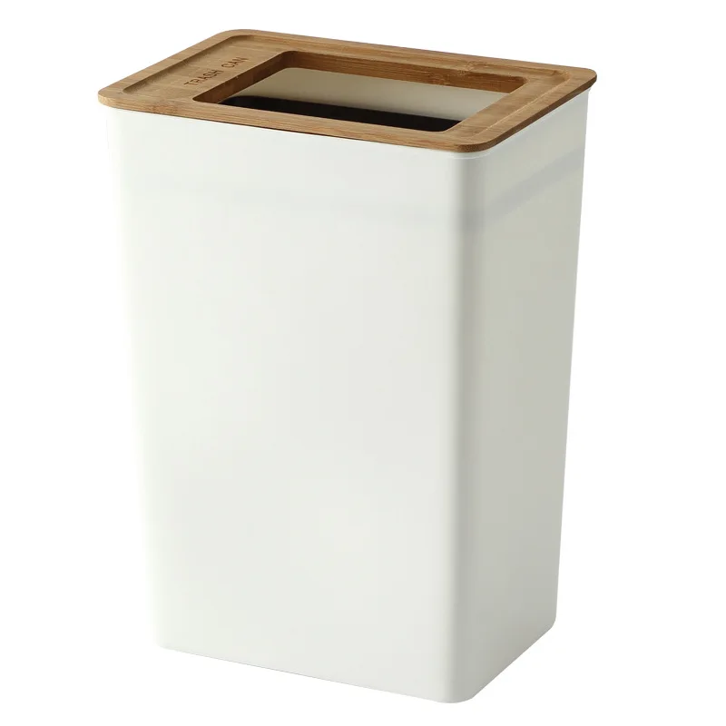 

Simple size bamboo cover trash can household bedroom living room kitchen bathroom trash can creative paper basket
