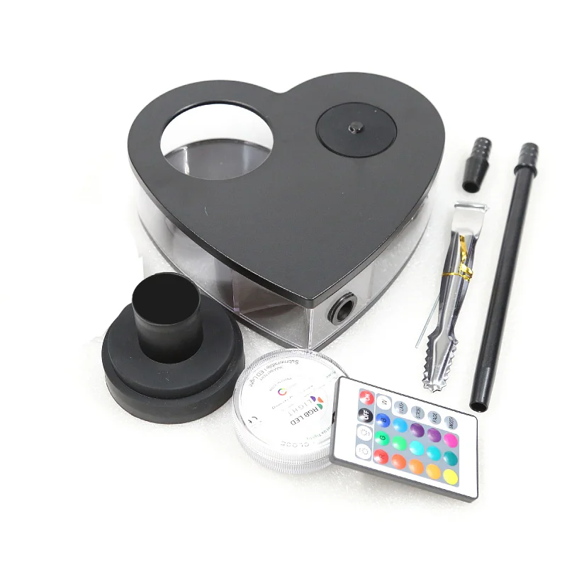 

Led Light Acrylic Portable Laser Heart Shaped Hookah Heart Shaped Hookah Flat Shesha Disposable Chicha Shisha