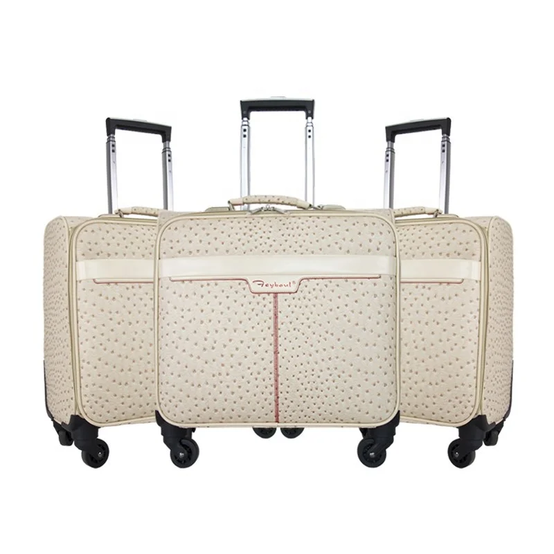 

18 Inch Carry On Travel Bag New Model PU Leather Luggage Small Capacity Trolley Suitcase, White/customized