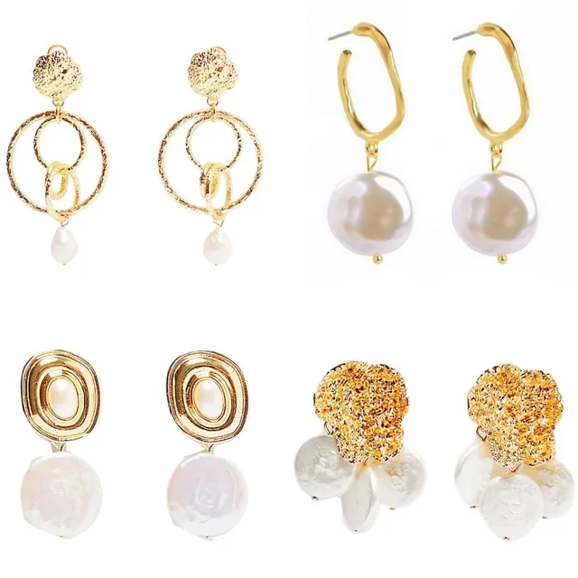 

Vintage Irregular Pearl Dangle Earrings For Women Brincos Geometric Drop Earring DIY Wedding Party Jewelry Gift, As picture show