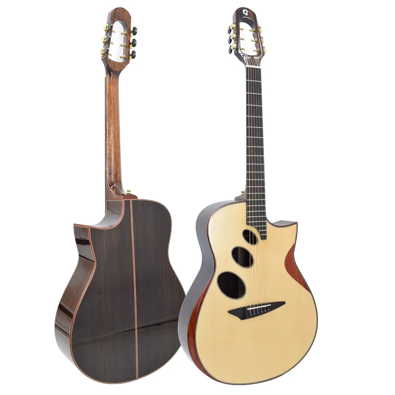 

Geake JD-620C New Unique Armrest Design High Quality 40inch Auditorium Solid Acoustic Guitar with Three Sound Holes