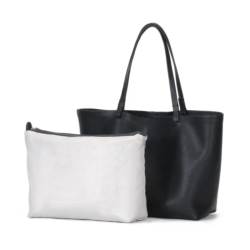 

Customized 2021 new elegant genuine nappa leather women's large tote bag handbags with logo, Apricot, black,camel