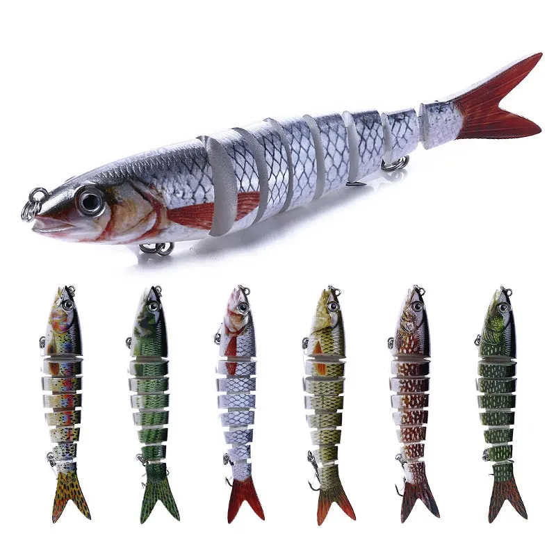 

8 sections 13.6cm/18.7g abs plastic top water lure bass swimbait, 6 colors avaiable