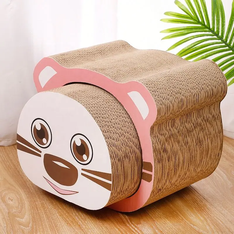 

Cartoon Bear Pattern Funny Scratcher Cat Toy Corrugated Cat Scratcher Rest Sleeping Cat Pad, Photo