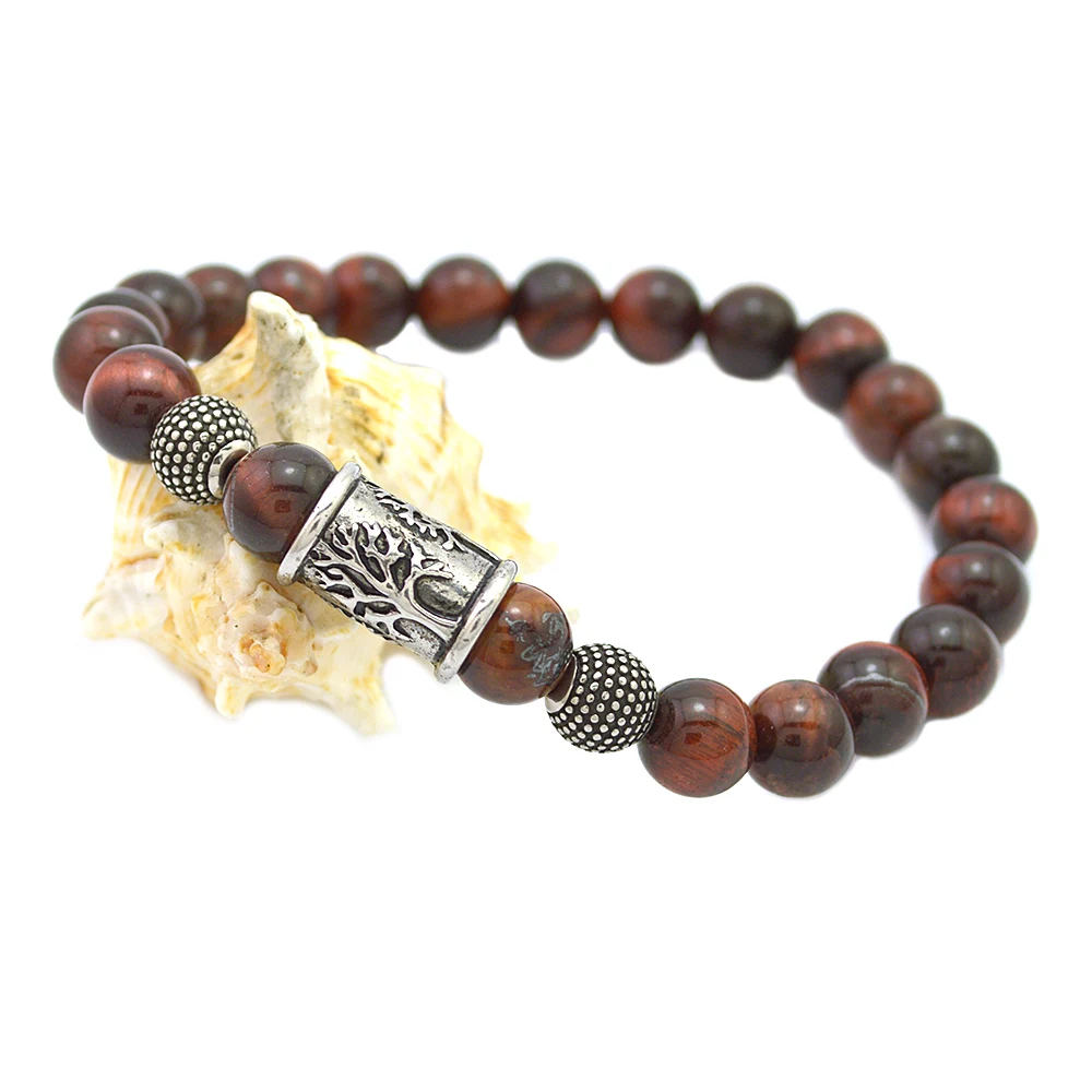 

Vivid Unique Design Buddhism Beads Bracelet Tree Connector Stainless Steel Bracelet, As picture;other platings are available