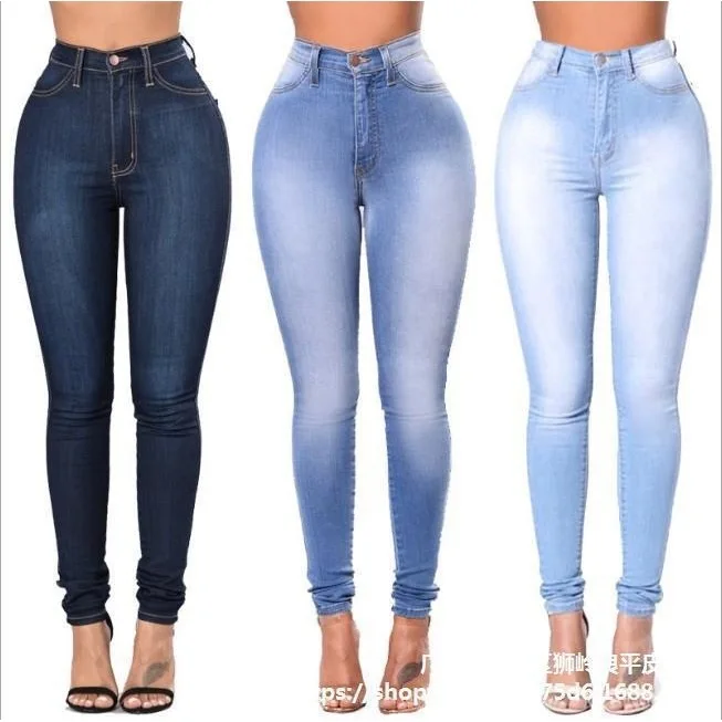 

6298 Sexy High Waist Jeans For Women Slim Stretch Denim Jean Bodycon Bandage Skinny Push Up Jeans Woman Trousers