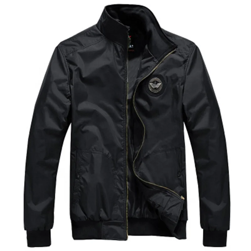 

Casual Stand Collar Thin Trendy Men's Jackets, Black/army green