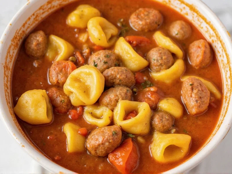 Easy Sausage Tortellini Soup Crockpot Recipe | 30-Min Prep