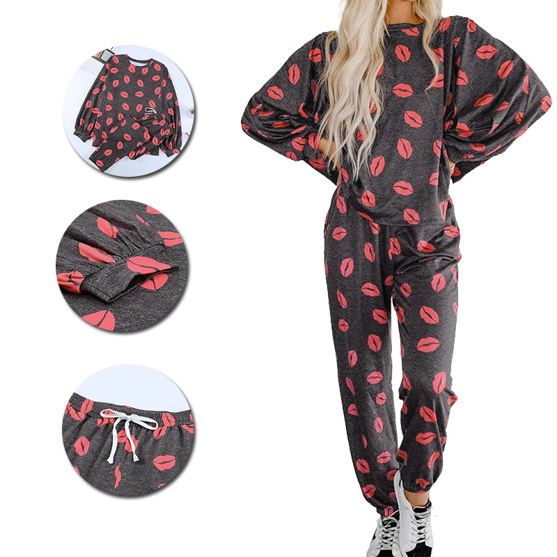 

Wholesale Cotton Fluffy Two Piece Loungewear Women Sets Cotton Skims Lounge Wear, As picture