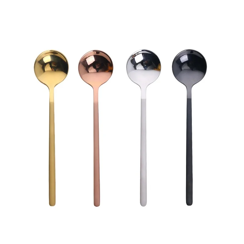 

Custom Stainless Steel 304 Round Tea Spoon Coffee Spoon Ice Cream Spoon, Silver/gold/rose gold/rainbow/black/blue/purple