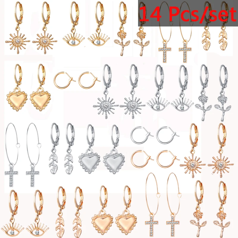 

FINTOO new fashion heart-shaped earrings moon snake-shaped earrings set for Women Accessories Gift