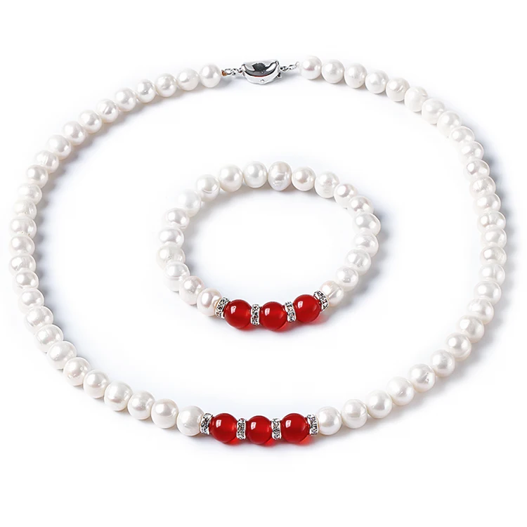 

Certified ZZXL-N0002-02 2020 Wholesale Classic Real Freshwater Pearl Costume Bracelet Necklace Jewelry Set