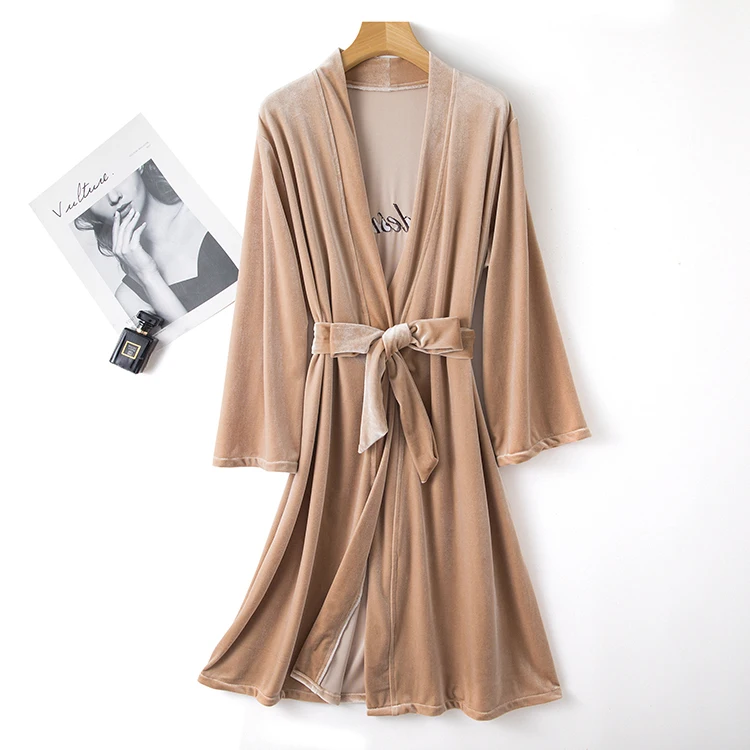 

2021 Hot Sale Golden velvet Women's Sleepwear bride Bridal Robe and Bridesmaid Robe for Women