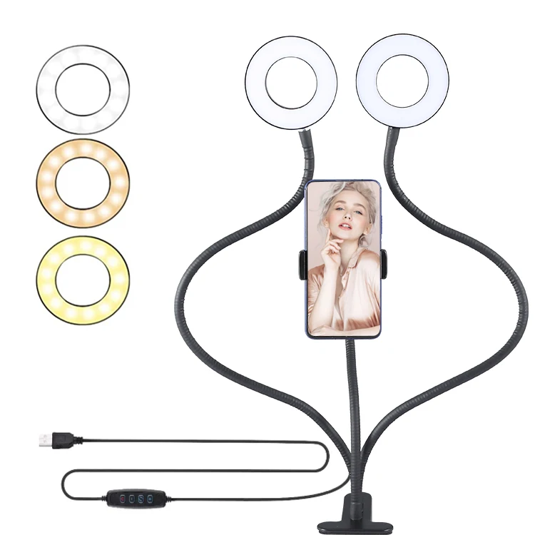 

Multifunction With Table Clamp Aluminum PC Black Color 4 Inch Ring LED Fill Light