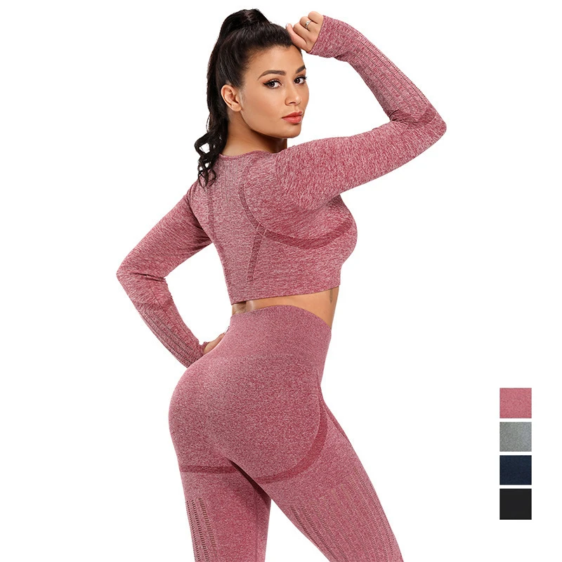 

seamless high waist two-piece women gym clothing yoga set quick dry fitness breathable workout sportswear, Customized colors