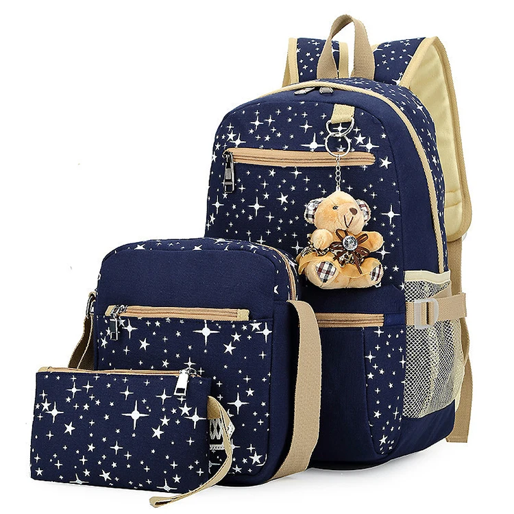 

Wholesale girl book bag 3 pieces school backpack bag set