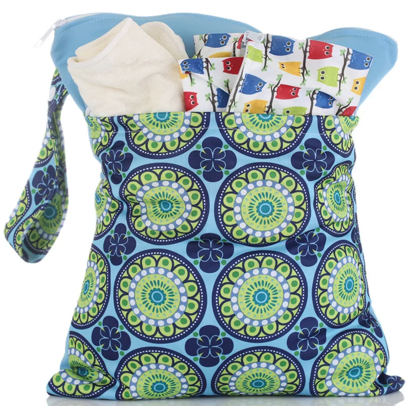 

Chic Large Capacity Double Zipper Polyester Reusable Waterproof Baby Diaper Bag