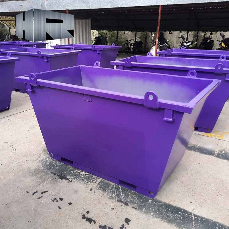 3m Steel Waste Skip Bin Dumpster / Metal Crane Bin With Lifting Lugger