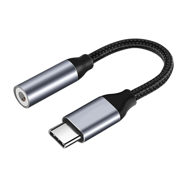 

Nylon braided type c audio cable type c to 3.5mm audio headphone adapter, Black