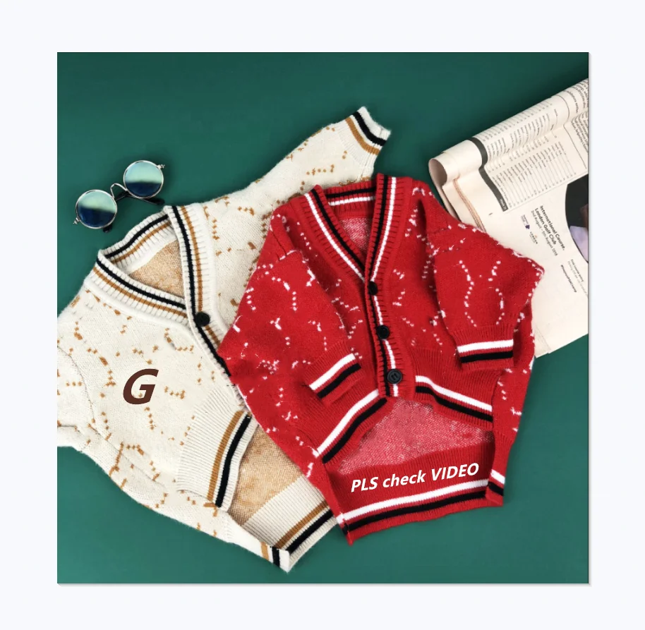 

Luxury Classic Letter G Customized Cute Cream And Red Brand Dog Sweater