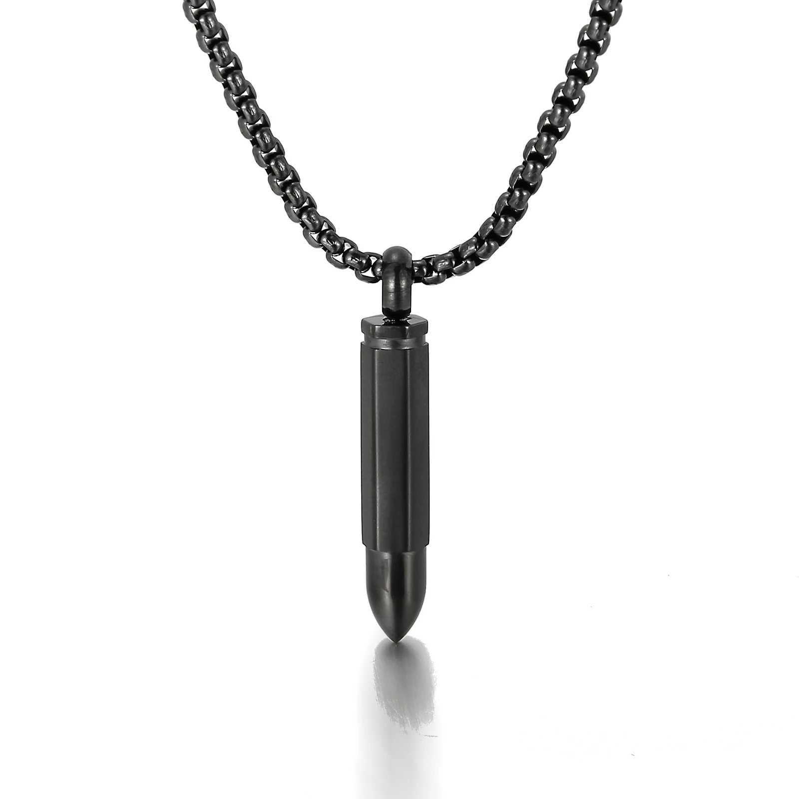 

KALEN PVD Black Gold Plating Gift Stainless Steel Bullet Pendant Necklace for Men