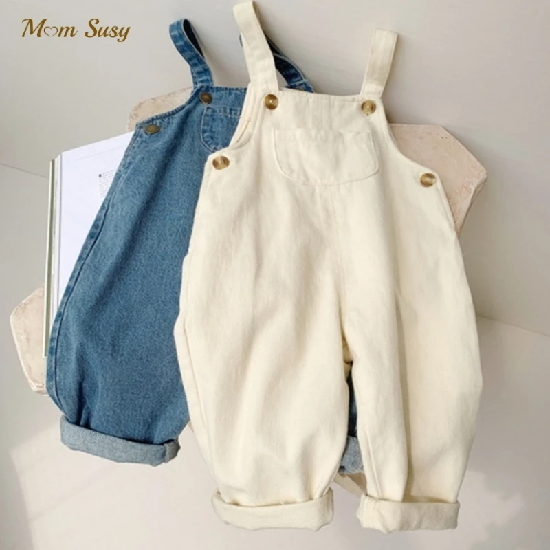 

Baby Cotton Overalls Pants Pocket Infant Toddler Denim Jumpsuit Child Girl Boy Jeans Trousers Child Dungaree Clothes 1-6Y