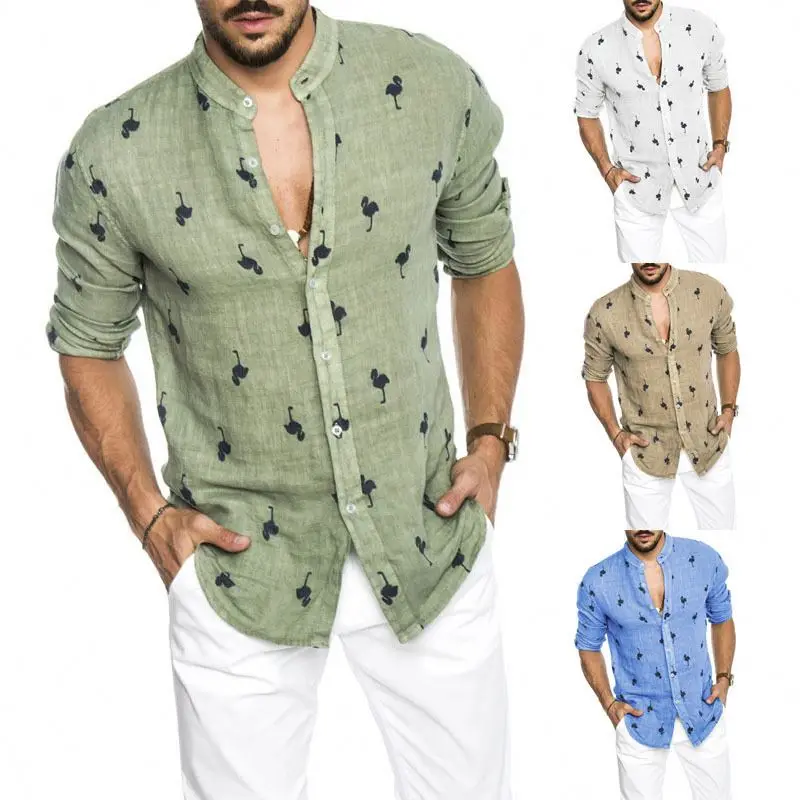 

Men's Casual Long Sleeve Henley Shirts Cotton Linen Premium Beach T-Shirt