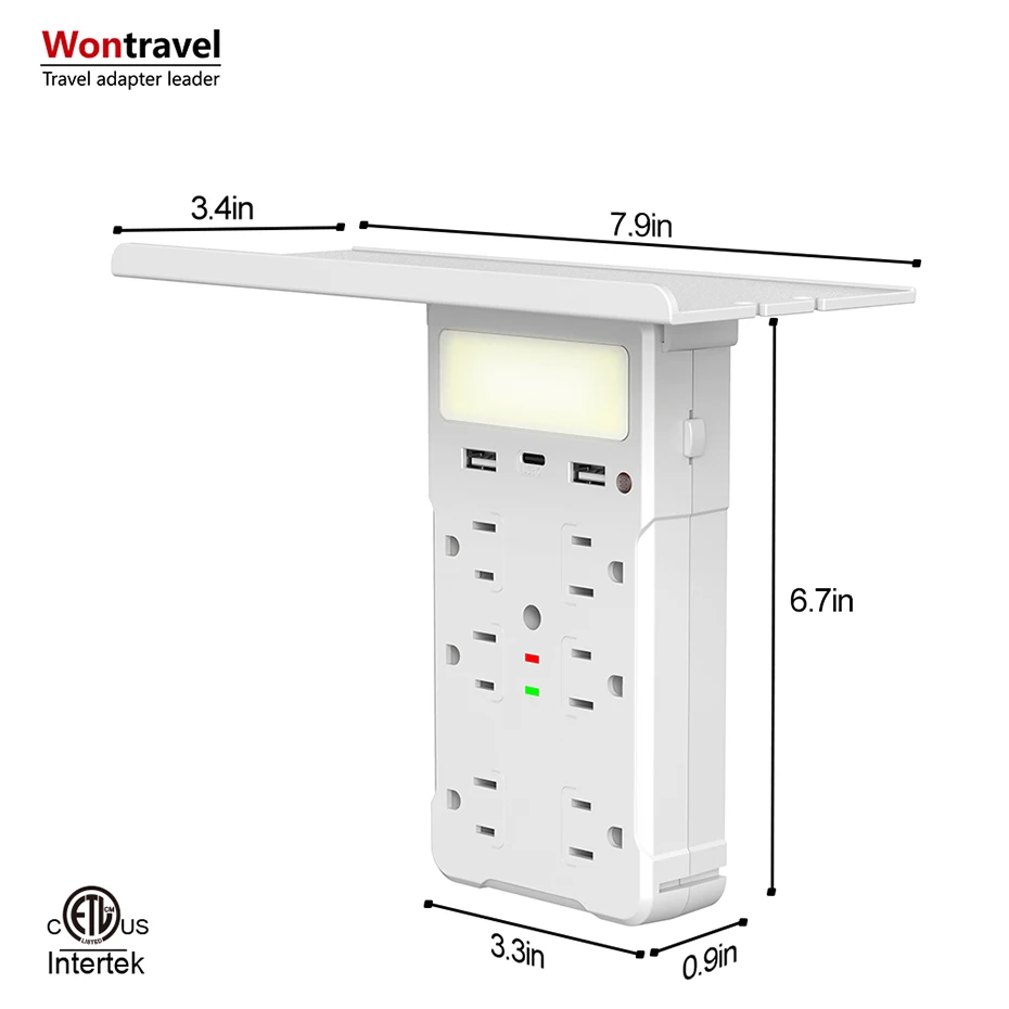New Products OEM ODM Plug Surge Protector 6 AC Socket Universal Outlet Electrical with Night Light