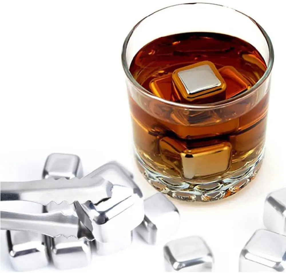 

Reusable Metal Ice Cubes Refreezable Chilling Stones Wine Cooler Stainless Steel Ice Cube for Drink, Silver